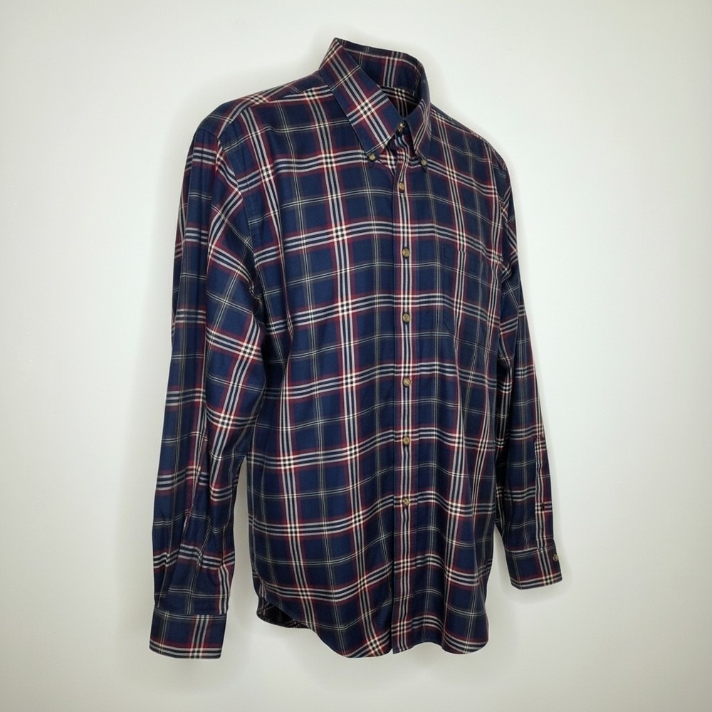 Brooks Brothers Mens XL Non-Iron Supima Cotton Plaid Button Down‎ Shirt Navy Red
